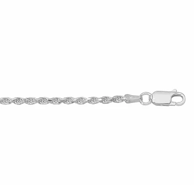Sterling Silver, 2.3mm Diamond Cut Rope Bracelet
