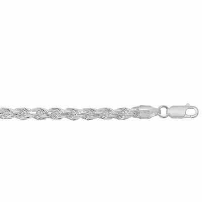 Sterling Silver, 3.2mm Diamond Cut Rope Bracelet