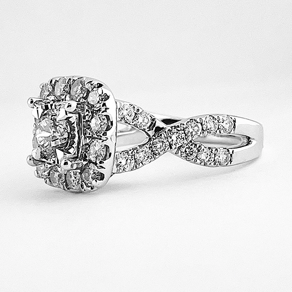 Multi-stone Engagement Ring And Matching Wedding Band