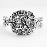 Multi-stone Engagement Ring And Matching Wedding Band