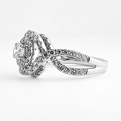 Multi-stone Engagement Ring Double Halo