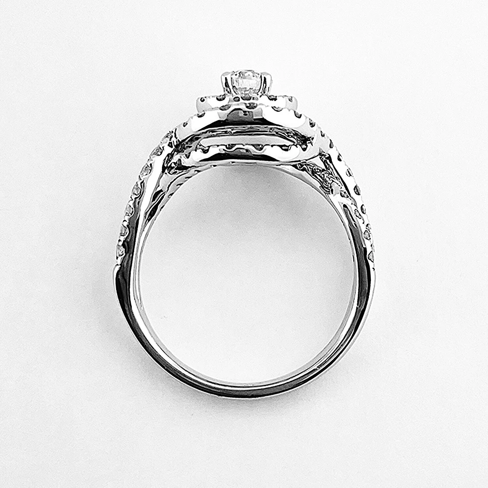 Multi-stone Engagement Ring Double Halo