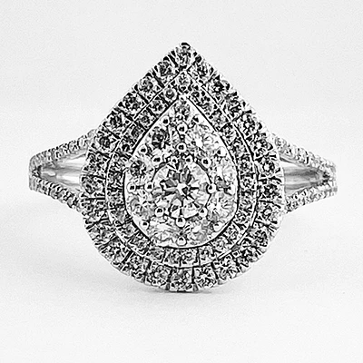 Pear Shape Diamond Cluster Ring