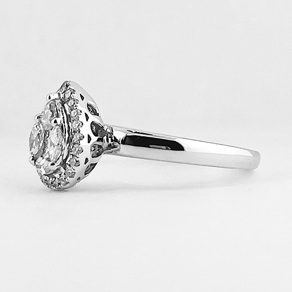 Pear Shape Diamond Cluster Ring With Halo