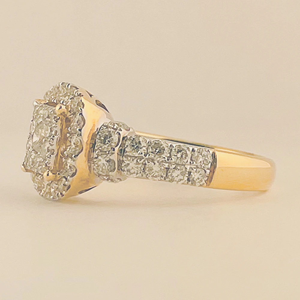 Square Shape Diamond Cluster Ring