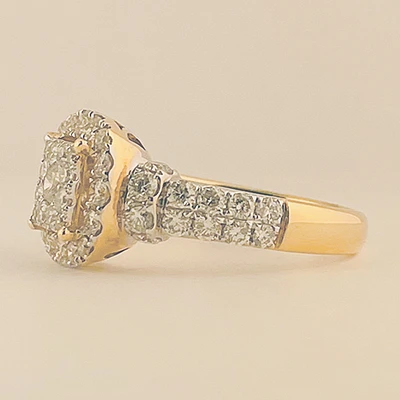 Square Shape Diamond Cluster Ring