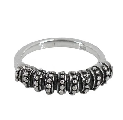 Sterling Silver Beaded Ring, 6mm Width