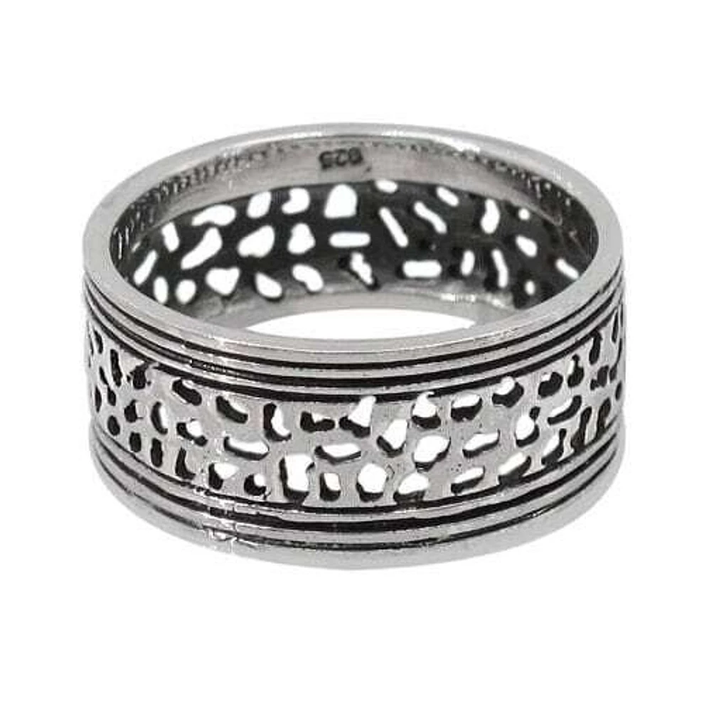 Sterling Silver Filigree Ring, 9mm Width