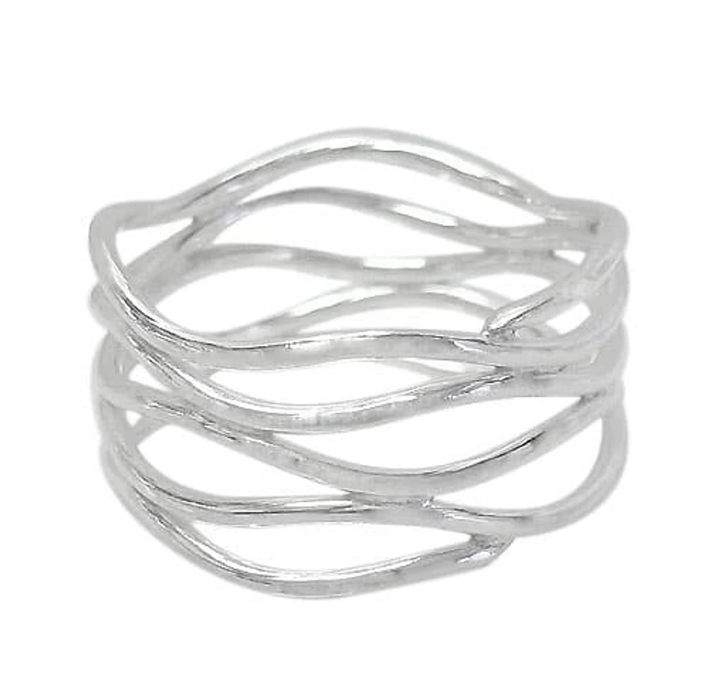 Sterling Silver Ring With Wavy Line Design