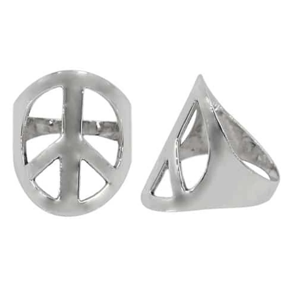 Sterling Silver Peace Sign Ring, 28mm Width