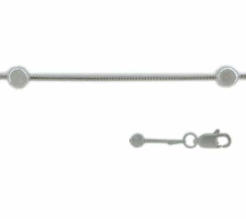 Sterling Silver, 1.1mm Snake Bracelet With Ball Bead