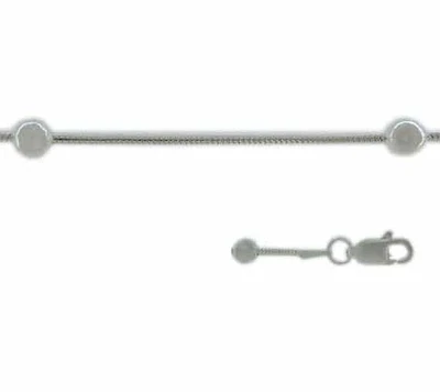 Sterling Silver, 1.1mm Snake Bracelet With Ball Bead