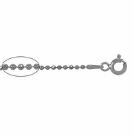 Sterling Silver With Rhodium, 1.5mm Diamond Cut Bead Chain