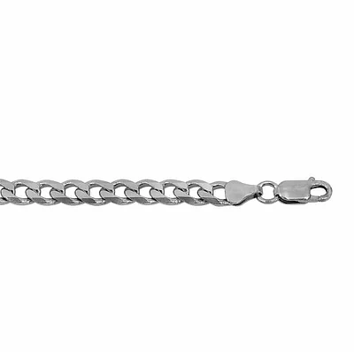 Sterling Silver With Rhodium, 5.8mm Curb Bracelet