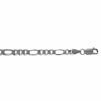 Sterling Silver With Rhodium,  5.7mm Figaro Bracelet