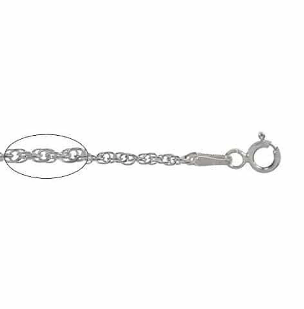 Sterling Silver With Rhodium, 1.1mm Wheat Chain