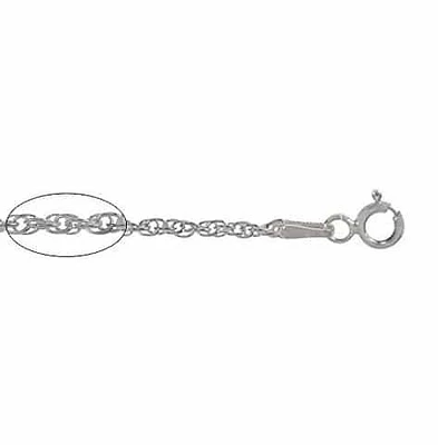 Sterling Silver With Rhodium, 1.1mm Wheat Chain