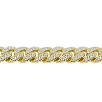 Sterling Silver With Gold, 6mm Miami Cuban Bracelet With Cubic Zirconia