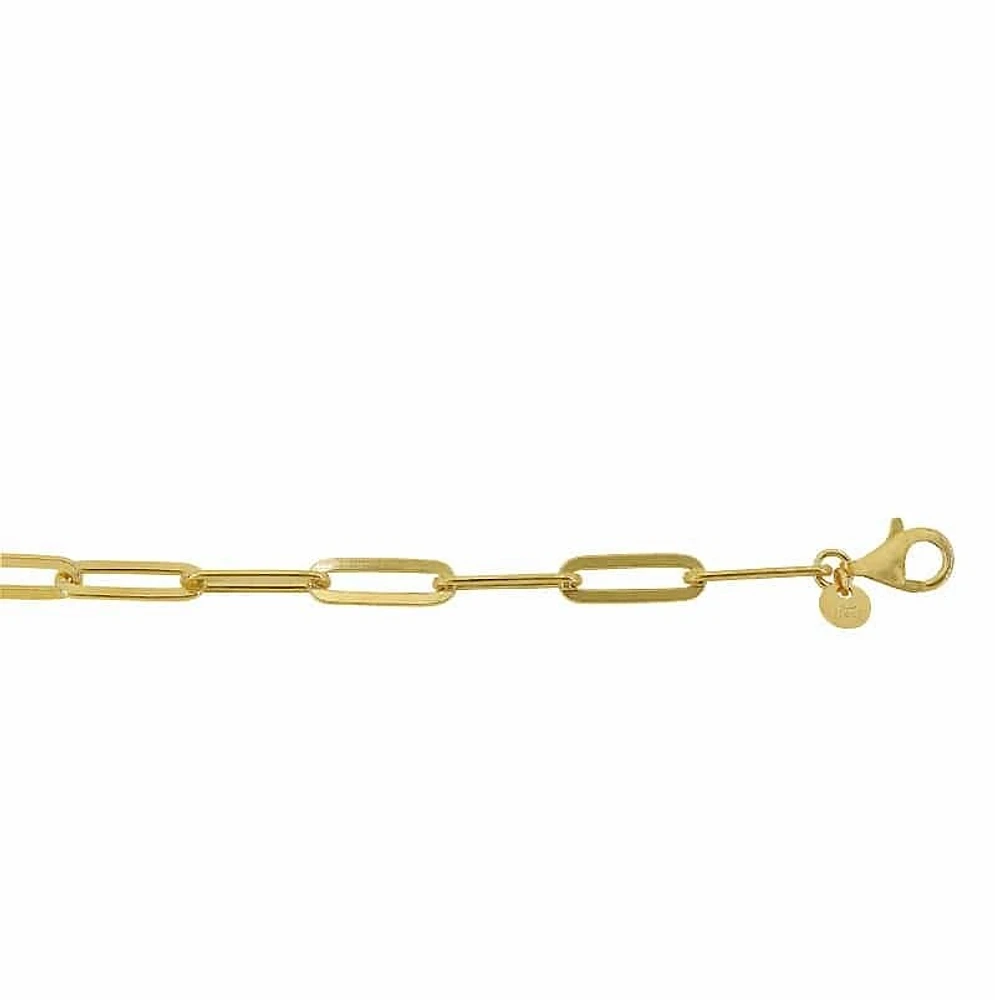 Sterling Silver With Gold, 4.5mm Flat Paperclip Bracelet