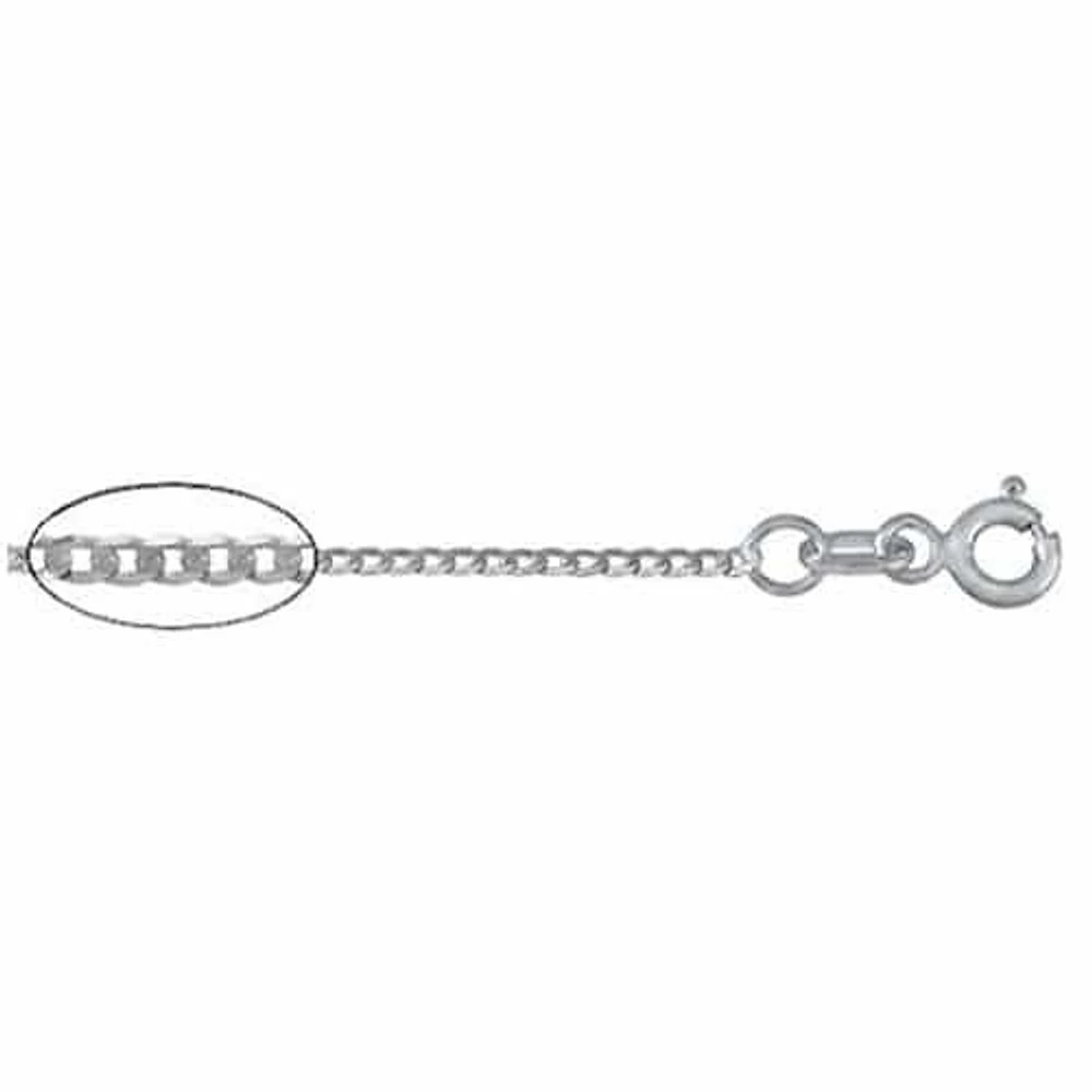 Sterling Silver With Rhodium, 0.9mm Curb Chain