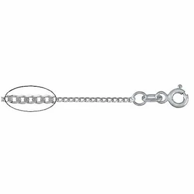 Sterling Silver With Rhodium, 0.9mm Curb Chain