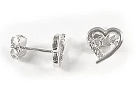 10K Children's White Gold C.Z Heart Stud Earrings