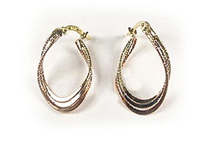 10K Yellow White & Rose Tri Color Hoop Earrings