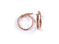 10K Rose Gold Shimmer Cut Hoop Earrings