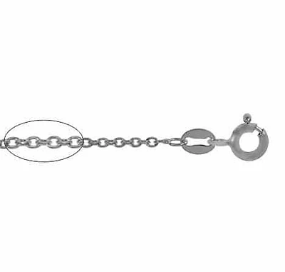 Sterling Silver With Rhodium, 1.2mm Cable Chain