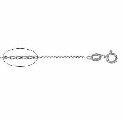 Sterling Silver With Rhodium, 1mm Twisted Diamond Cut Curb Chain