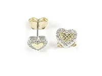 10K Yellow Gold Heart Shimmer Cut C.Z Stud Earrings