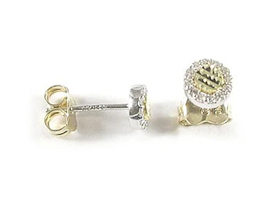 10K Yellow Gold Shimmer Cut C.Z Stud Earrings