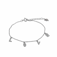 Sterling Silver With Rhodium, Love Bracelet With Cubic Zirconia