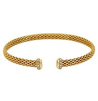 Sterling Silver With Gold, Mesh Bracelet With Cubic Zirconia