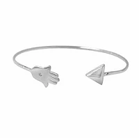 Sterling Silver With Rhodium, Hamsa And Arrow Head With 1mm Cz