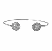 Sterling Silver With Rhodium, 11mm Stone Charm Cuff Bracelet