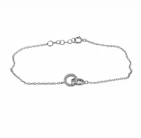 Sterling Silver With Rhodium, Double Circle Charm Bracelet