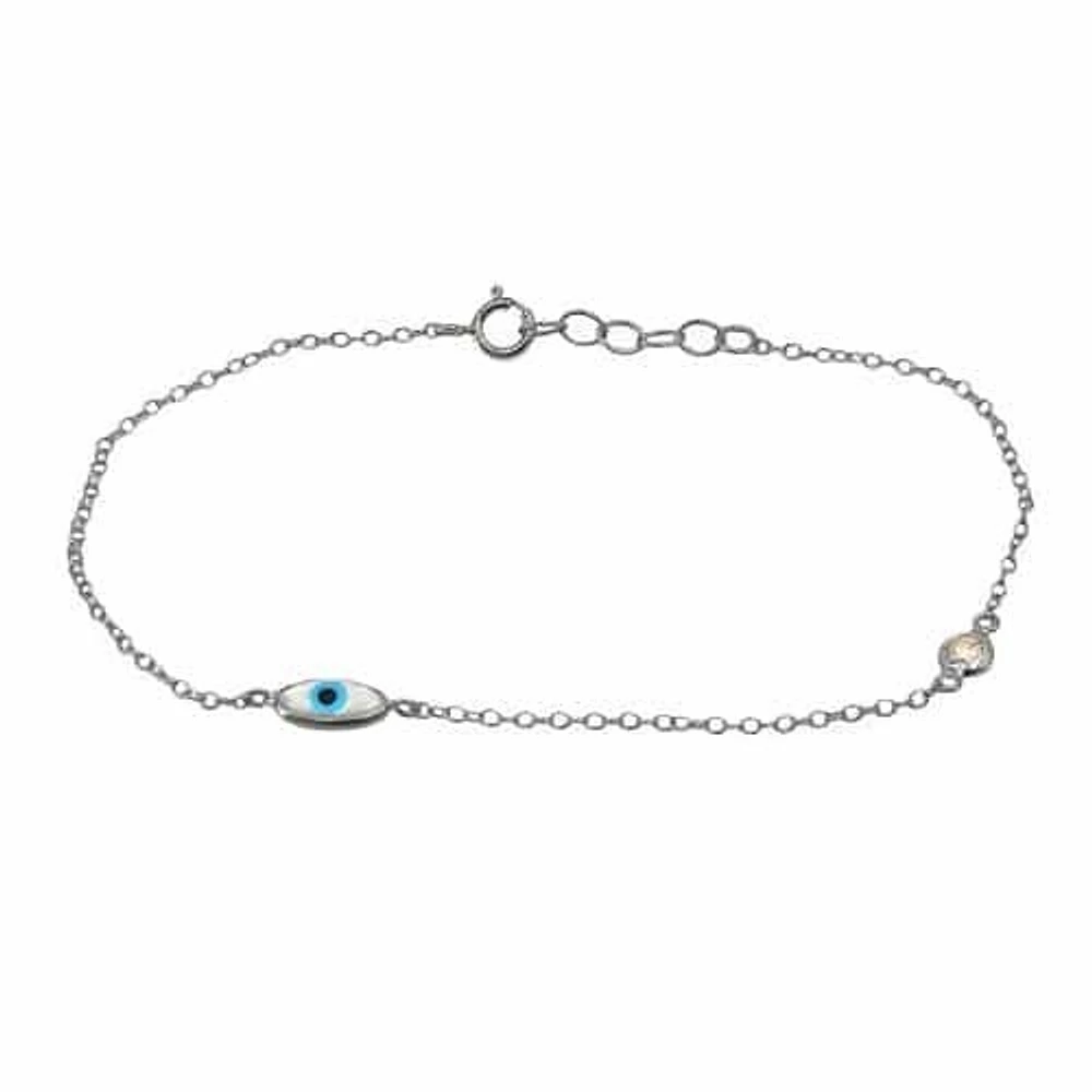 Sterling Silver With Rhodium Evil Eye Bracelet