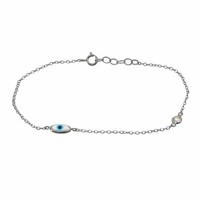 Sterling Silver With Rhodium Evil Eye Bracelet