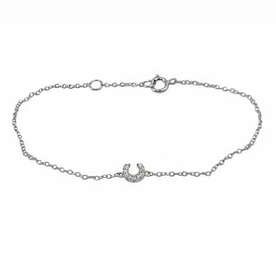 Sterling Silver With Rhodium, Horseshoe Bracelet