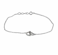 Sterling Silver With Rhodium, Double Heart Bracelet