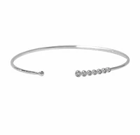 Sterling Silver With Rhodium, Graduated Stone Cuff Bracelet