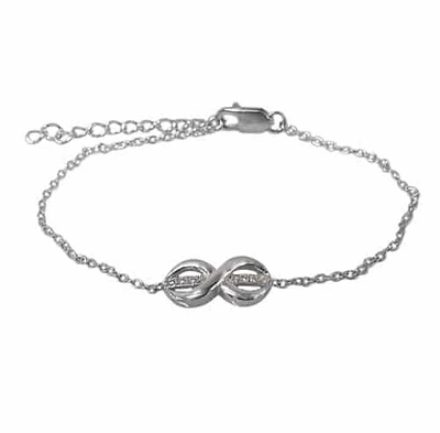 Sterling Silver With Rhodium, Infinity Charm Bracelet