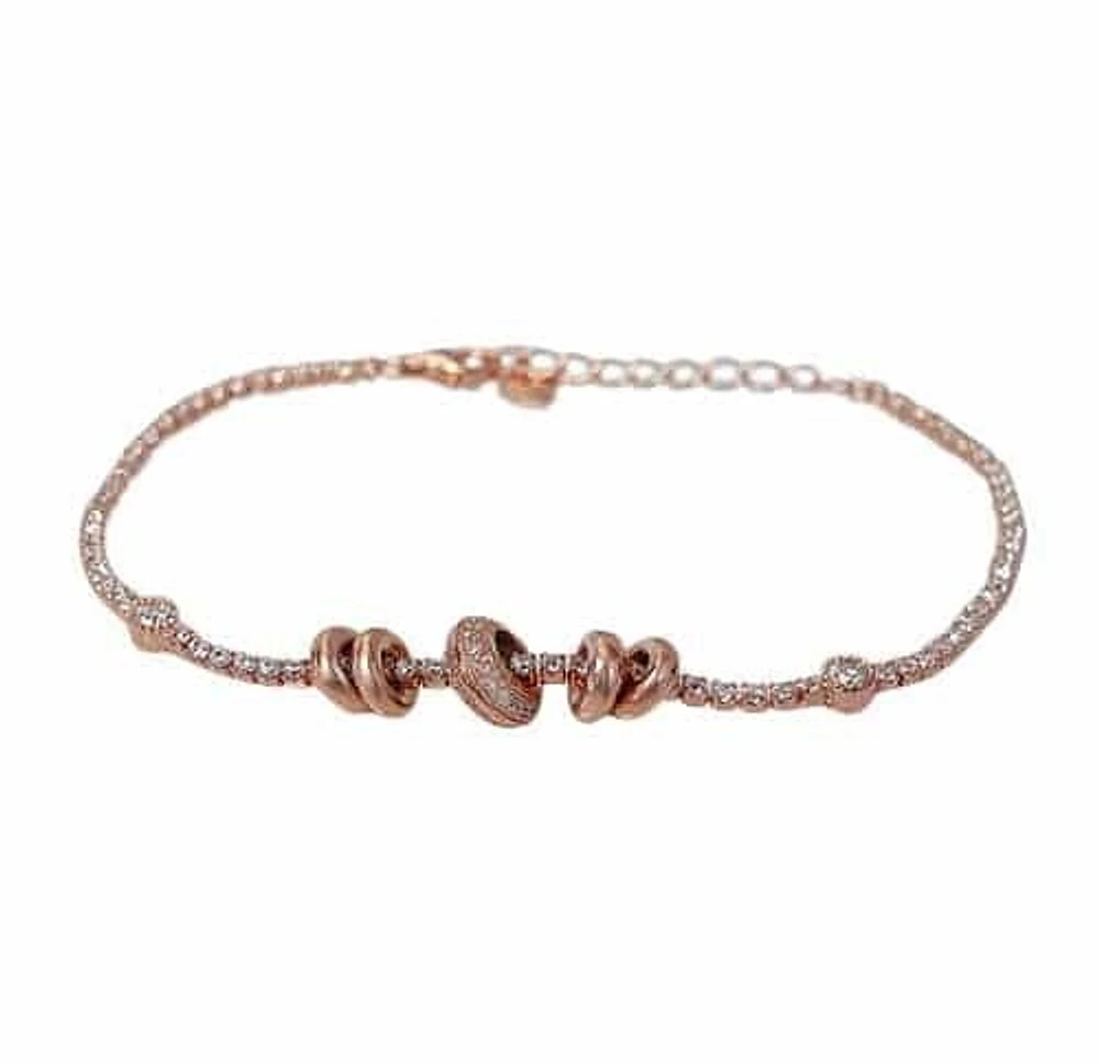 Sterling Silver With Rose Gold, Tennis Bracelet