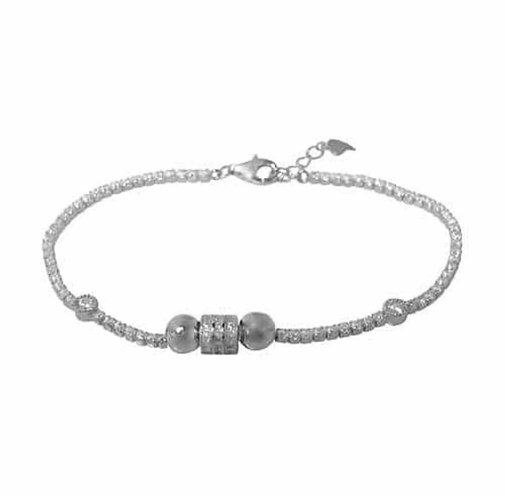 Sterling Silver With Rhodium, Tennis Bracelet