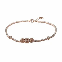 Sterling Silver With Rose Gold, Tennis Bracelet