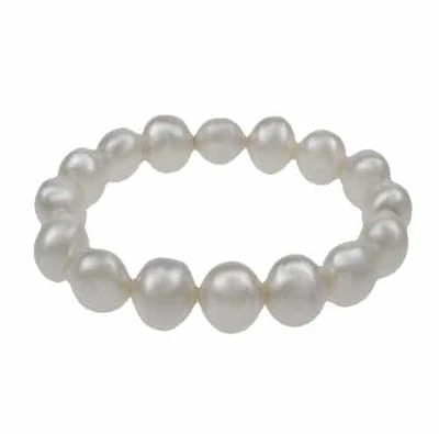 Synthetic White Pearl, Oval Stone Elastic Bracelet