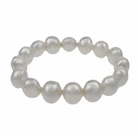 Synthetic White Pearl, Oval Stone Elastic Bracelet