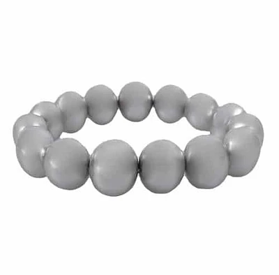 Synthetic Silver Pearl, Oval Stone Elastic Bracelet