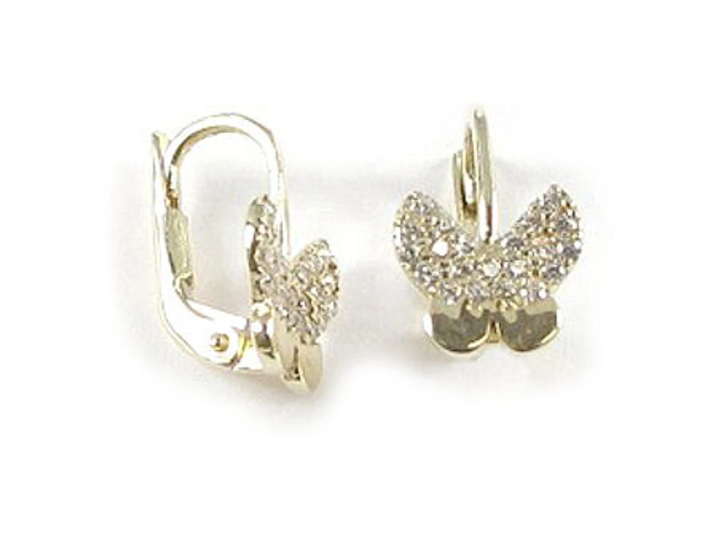 10K Yellow Gold Shimmer Cut Butterfly Earrings